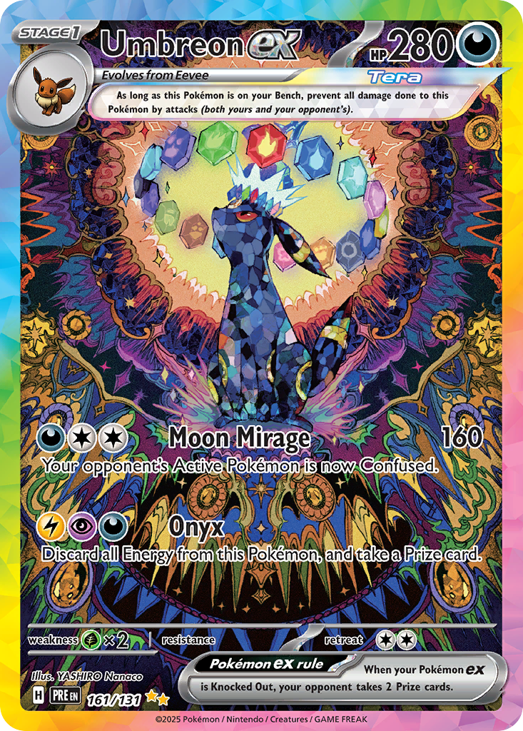Carta real: Umbreon ex · Evoluciones Prismáticas 161/131